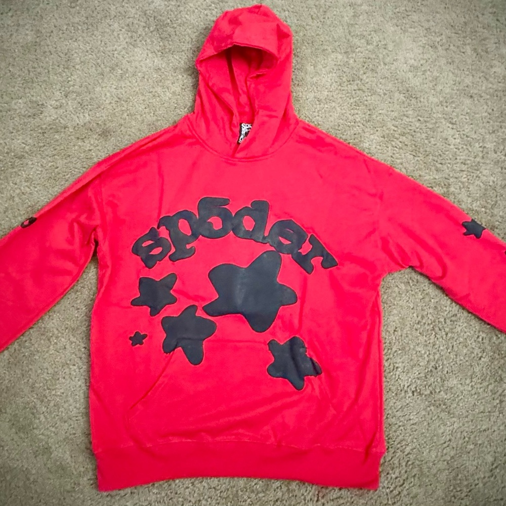 Red Turtleneck Sweater with Black Star Design